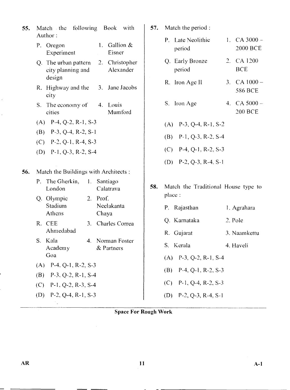 Karnataka PGCET 2017 Architecture Question Paper - Page 11