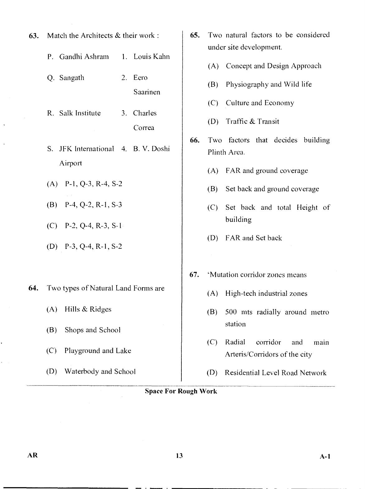Karnataka PGCET 2017 Architecture Question Paper - Page 13