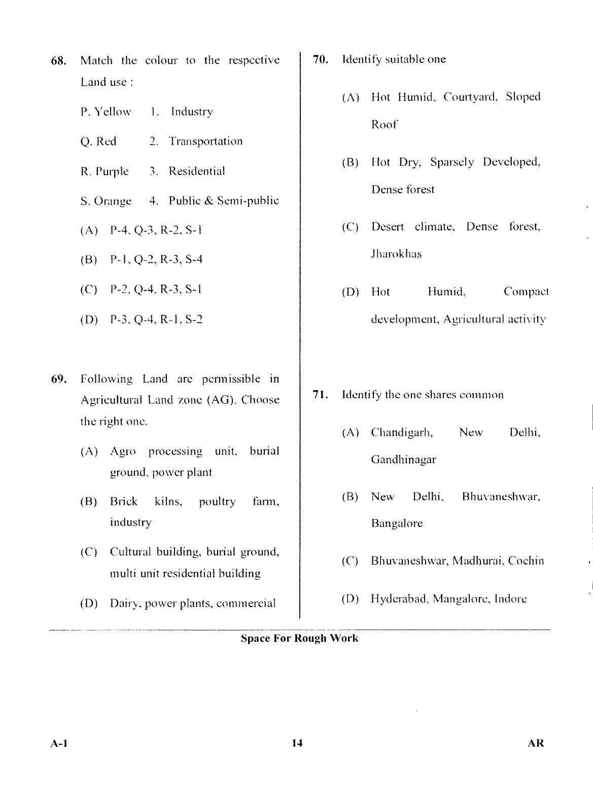 Karnataka PGCET 2017 Architecture Question Paper - Page 14