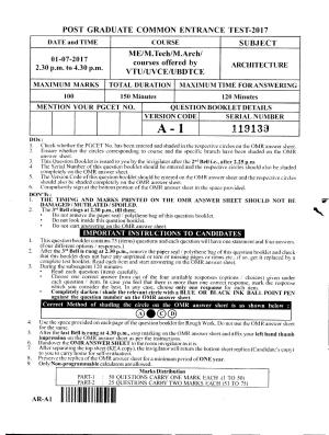 Karnataka PGCET 2017 Architecture Question Paper