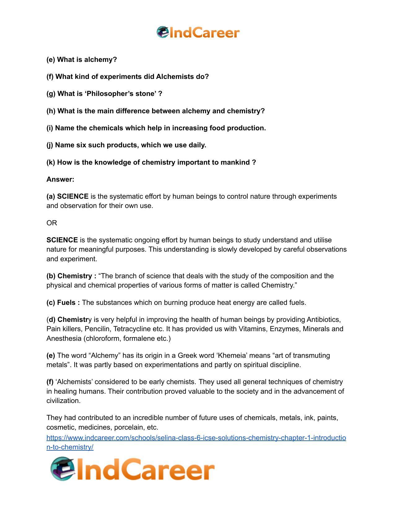 Selina Class 6 ICSE Solutions Chemistry : Chapter 1- Introduction To Chemistry - Page 4