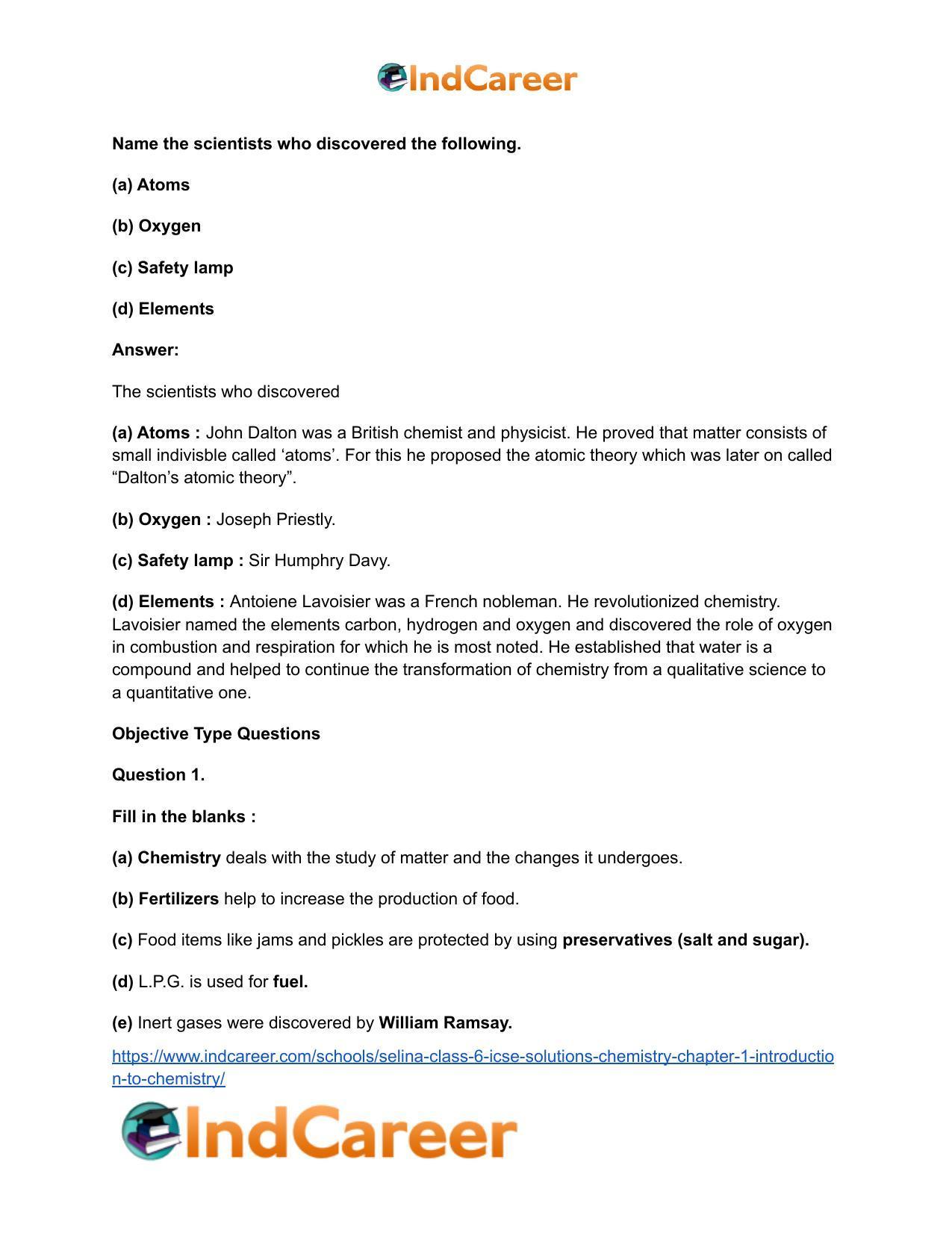 Selina Class 6 ICSE Solutions Chemistry : Chapter 1- Introduction To Chemistry - Page 7