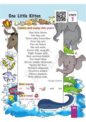 NCERT Book for Class 1 English (Marigold):Unit 3 Poem-One Little Kitten