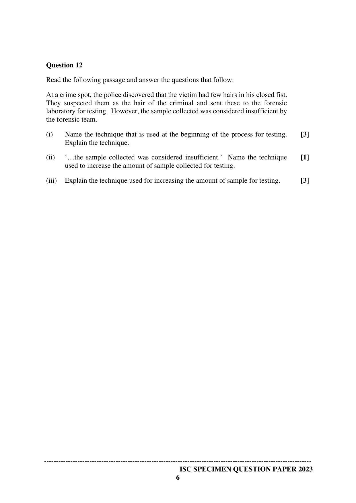 ISC Class 12 Biotechnology Paper 1 Sample Paper 2023 - Page 6