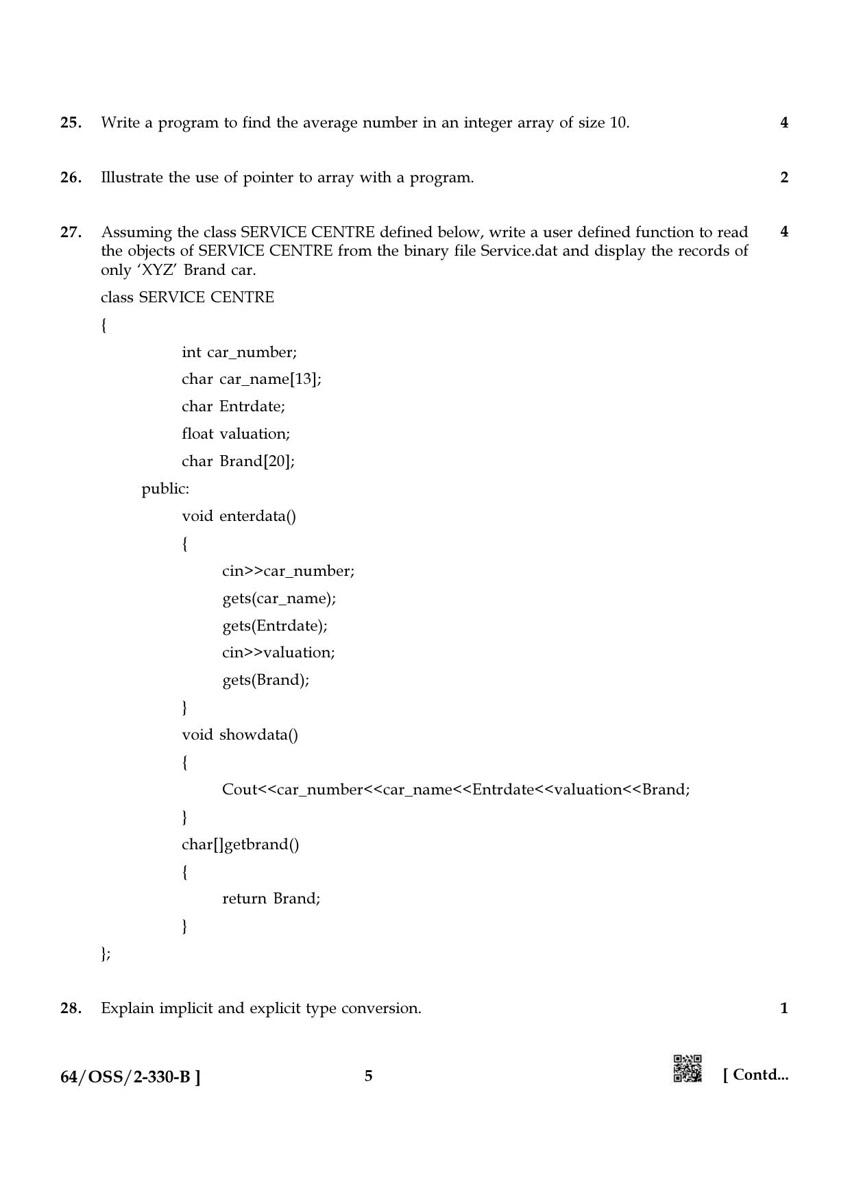 NIOS October 2022 Class 12 Computer Science Question Paper - Page 11