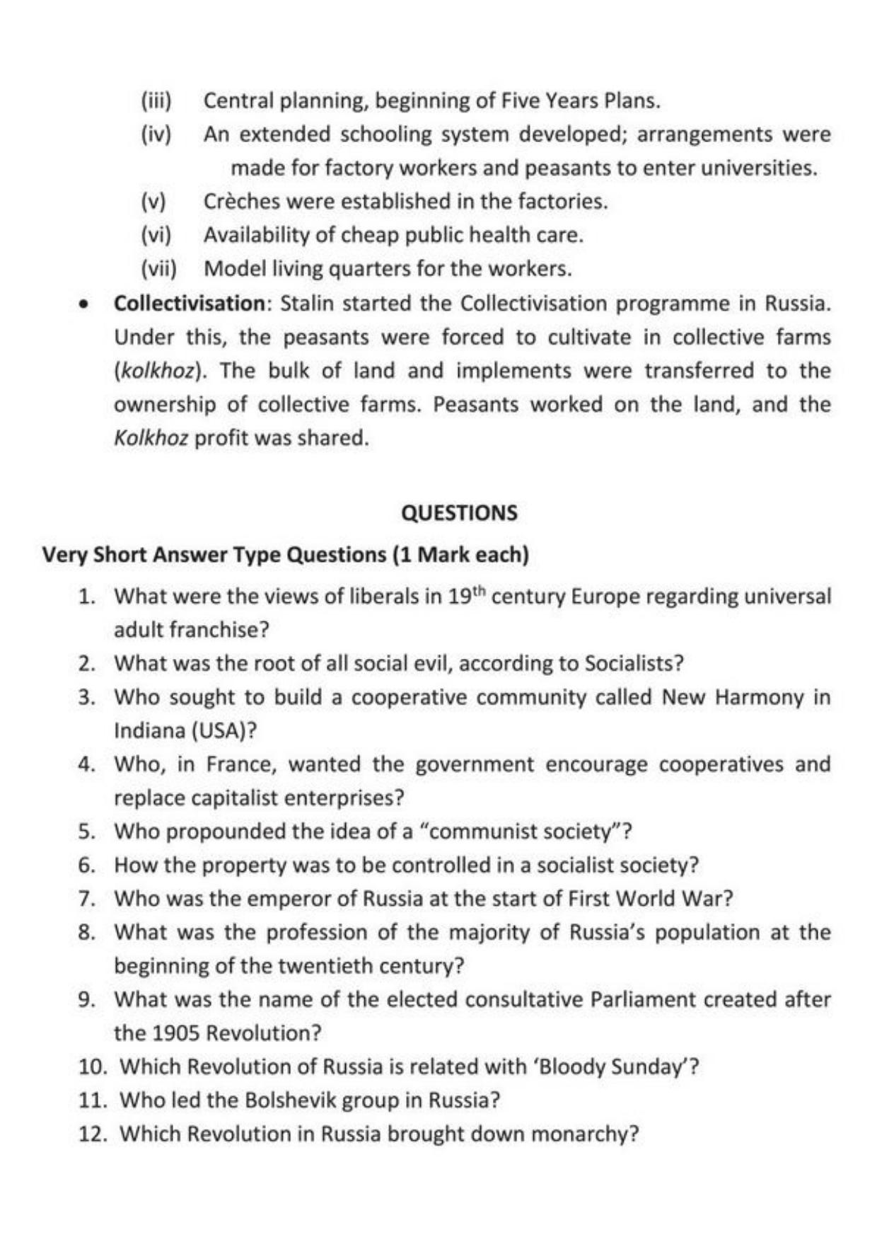 Class 9 Notes, Question & Practice Paper - History (Topic 2 : Socialism in Europe and the Russian Revolution) - Page 5