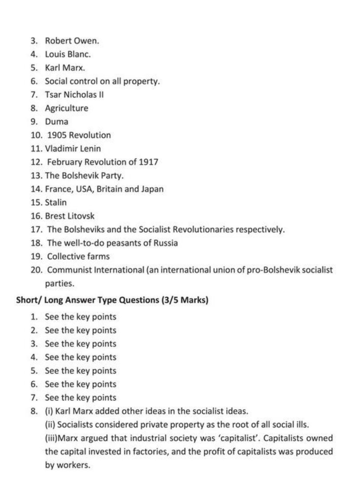 Class 9 Notes, Question & Practice Paper - History (Topic 2 : Socialism in Europe and the Russian Revolution) - Page 7