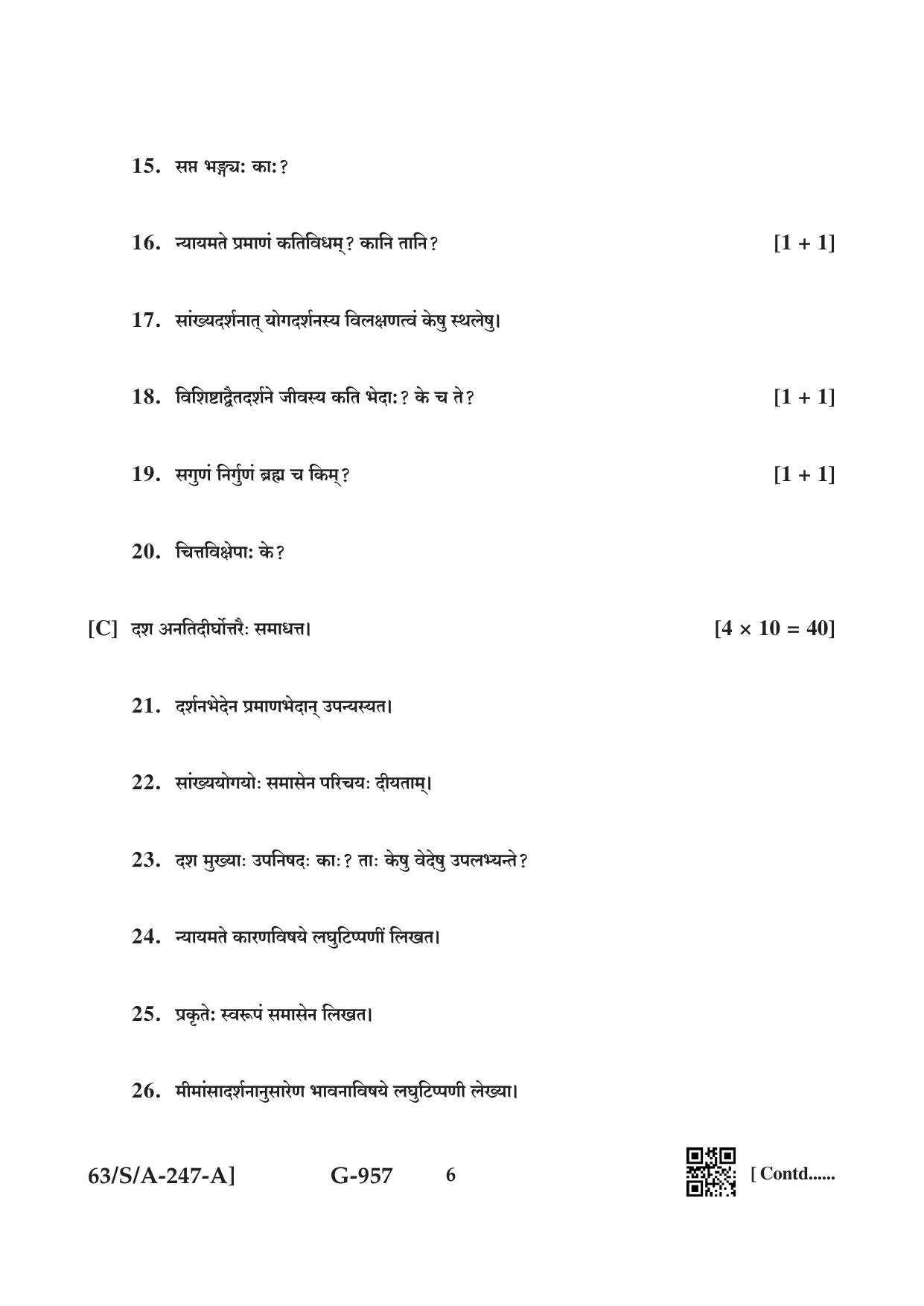 NIOS April 2022 Class 10 Bharatiya Darshan Question Paper - Page 6