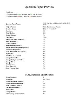 TS CPGET 2023 M Sc Nutrition and Dietetics (Shift 2) Question Paper with Answer Key