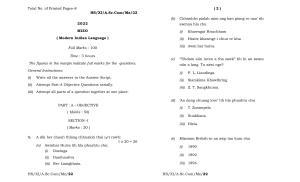 Meghalaya Board (MBOSE) Class 11 Mizo MIL (theory) 2022 Question Paper