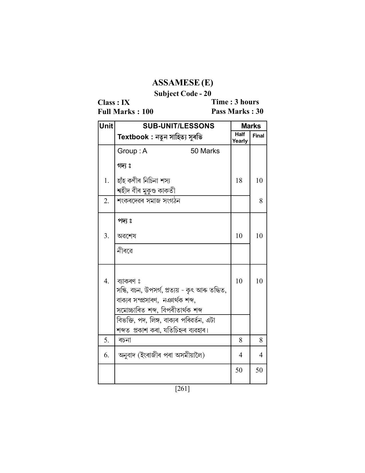 SEBA Class 9 & 10 Syllabus - Page 275