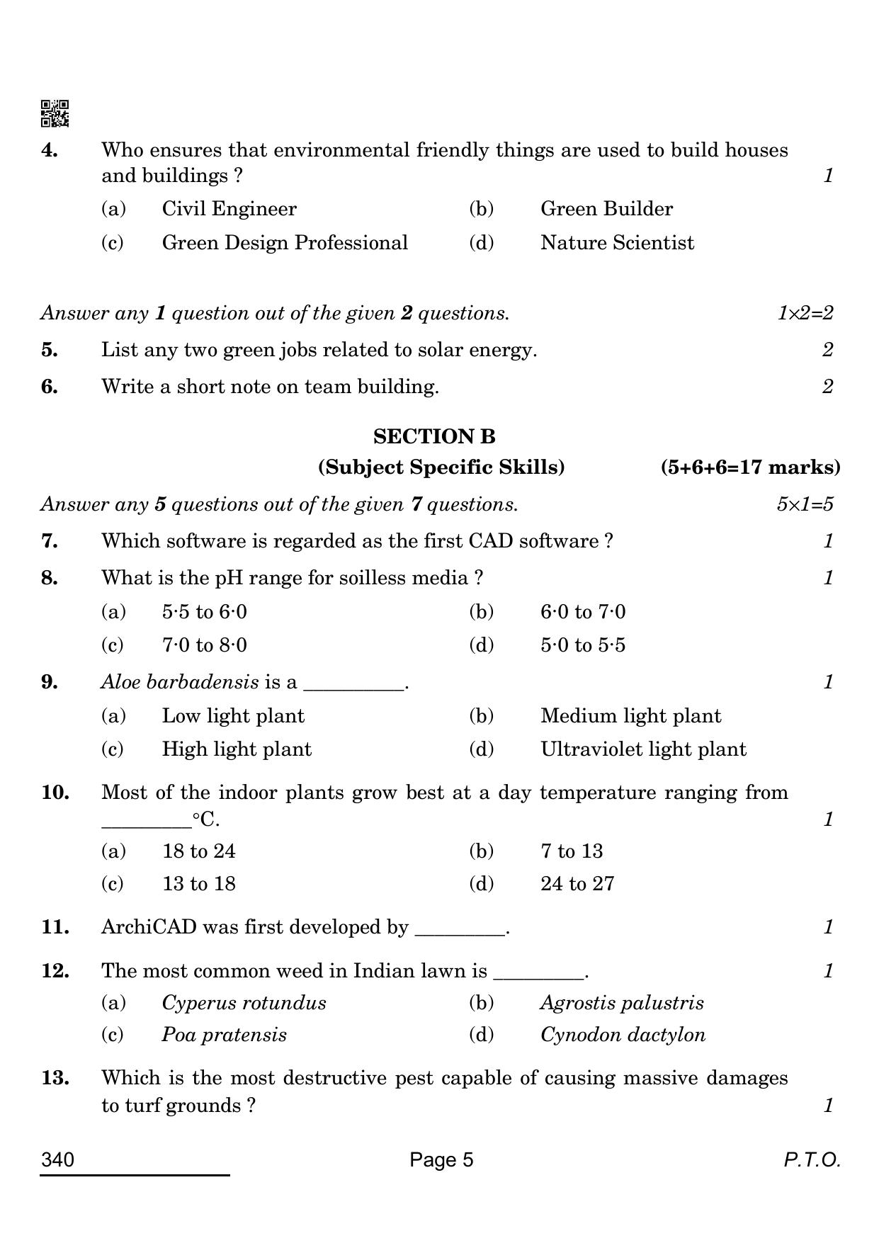 CBSE Class 12 340 Horticulture 2022 Question Paper - Page 5