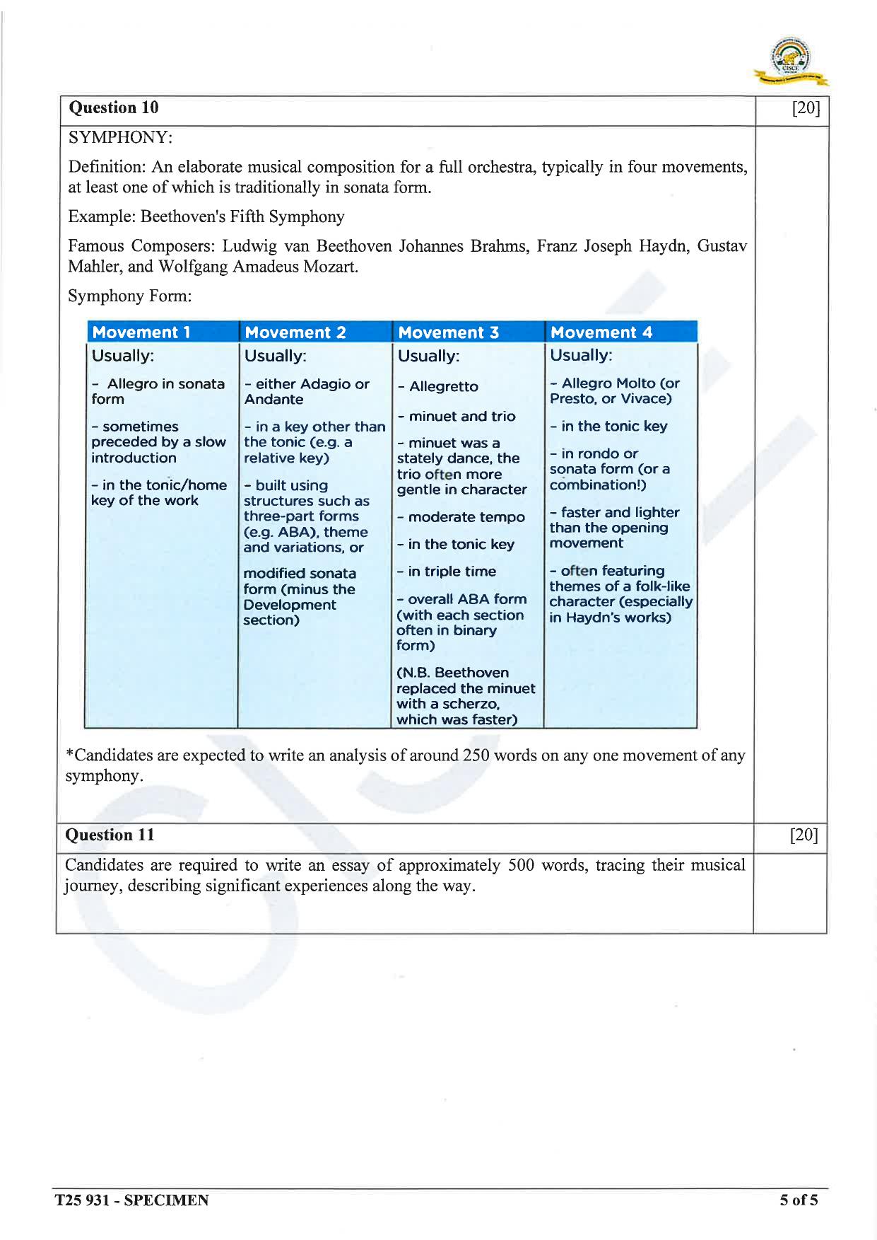 ICSE Class 10 2025 Western Music (QP & MS) Specimen Paper - Page 13