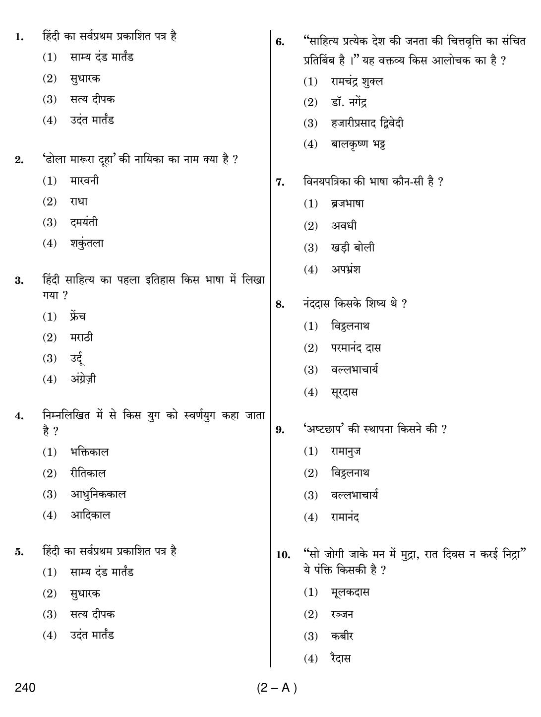 Punjab B.Ed Question Papers for Hindi Language - Page 2