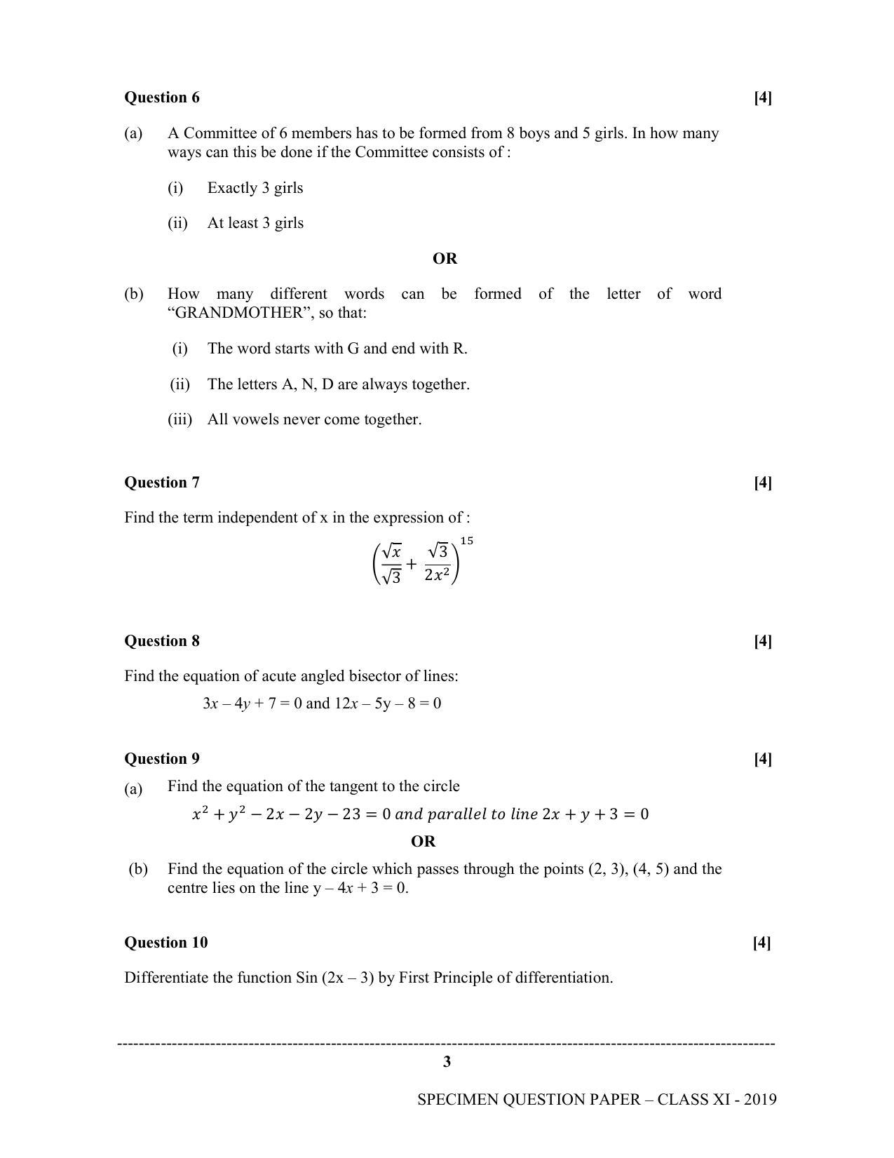 ISC Class 11 Specimen Maths Sample Papers 2023 - Page 3