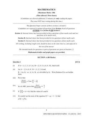 ISC Class 11 Specimen Maths Sample Papers 2023