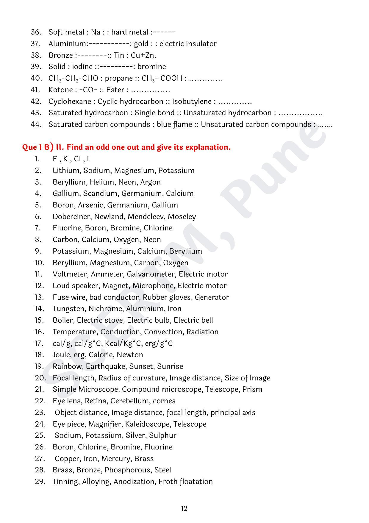 Maharashtra Board Class 10 Science Part I (English Medium) 2023 Question Bank - Page 12