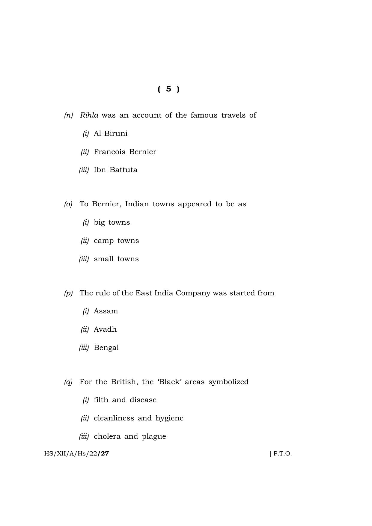 Meghalaya Board (MBOSE) Class 12 HISTORY  (HS_XII_A_HS_22) 2022 Question Paper - Page 5