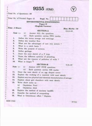 AP Inter 2nd Year Vocational Question Paper March - 2020 - Environmental Engineering-II(old)