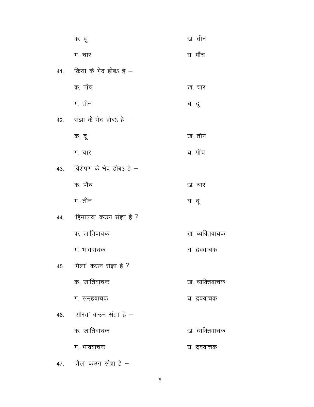 Bihar Board 12th Model Paper 2022 - LL-MAGAHI (OPT) - Page 8