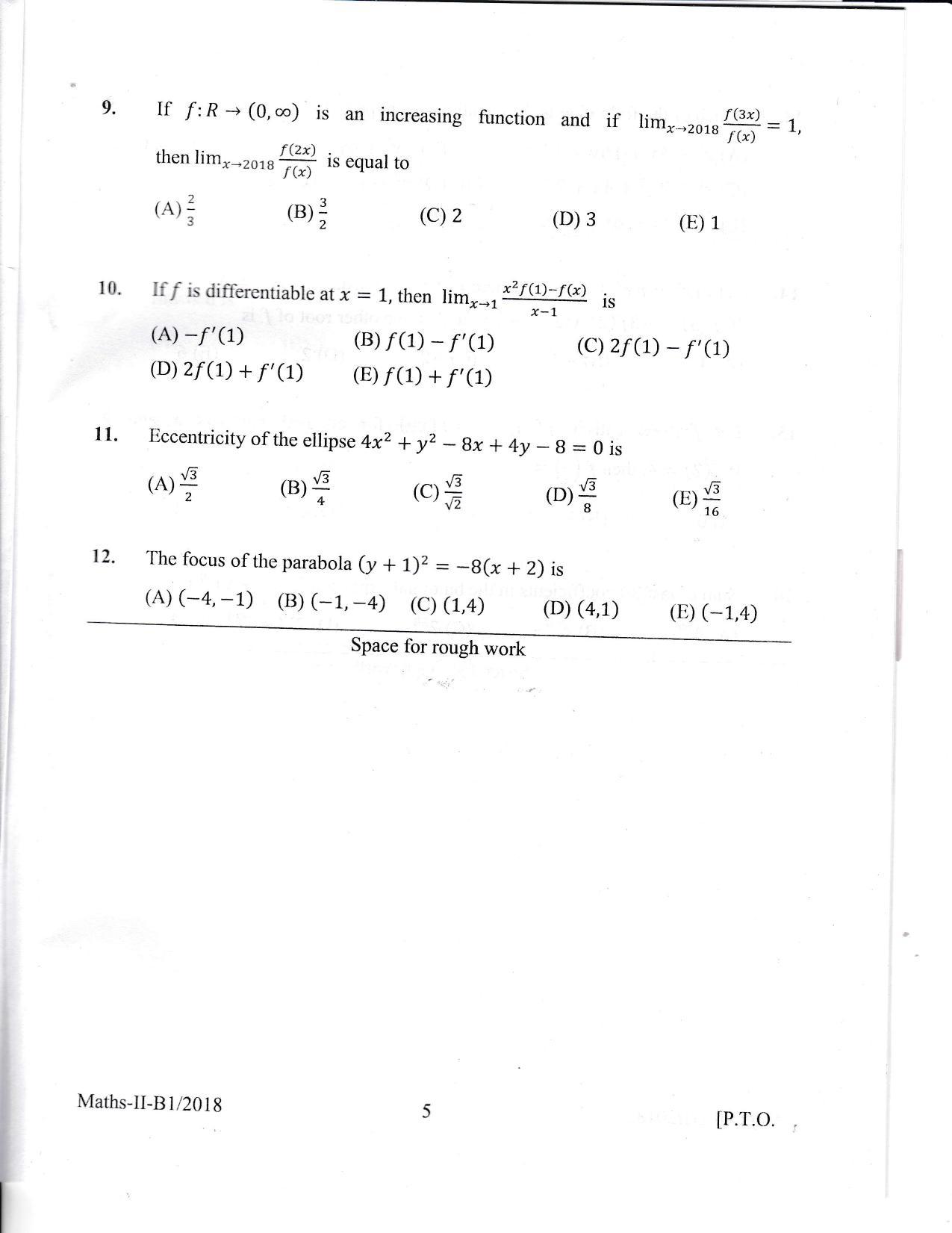 KEAM Paper II 2018 Question Paper - Page 5