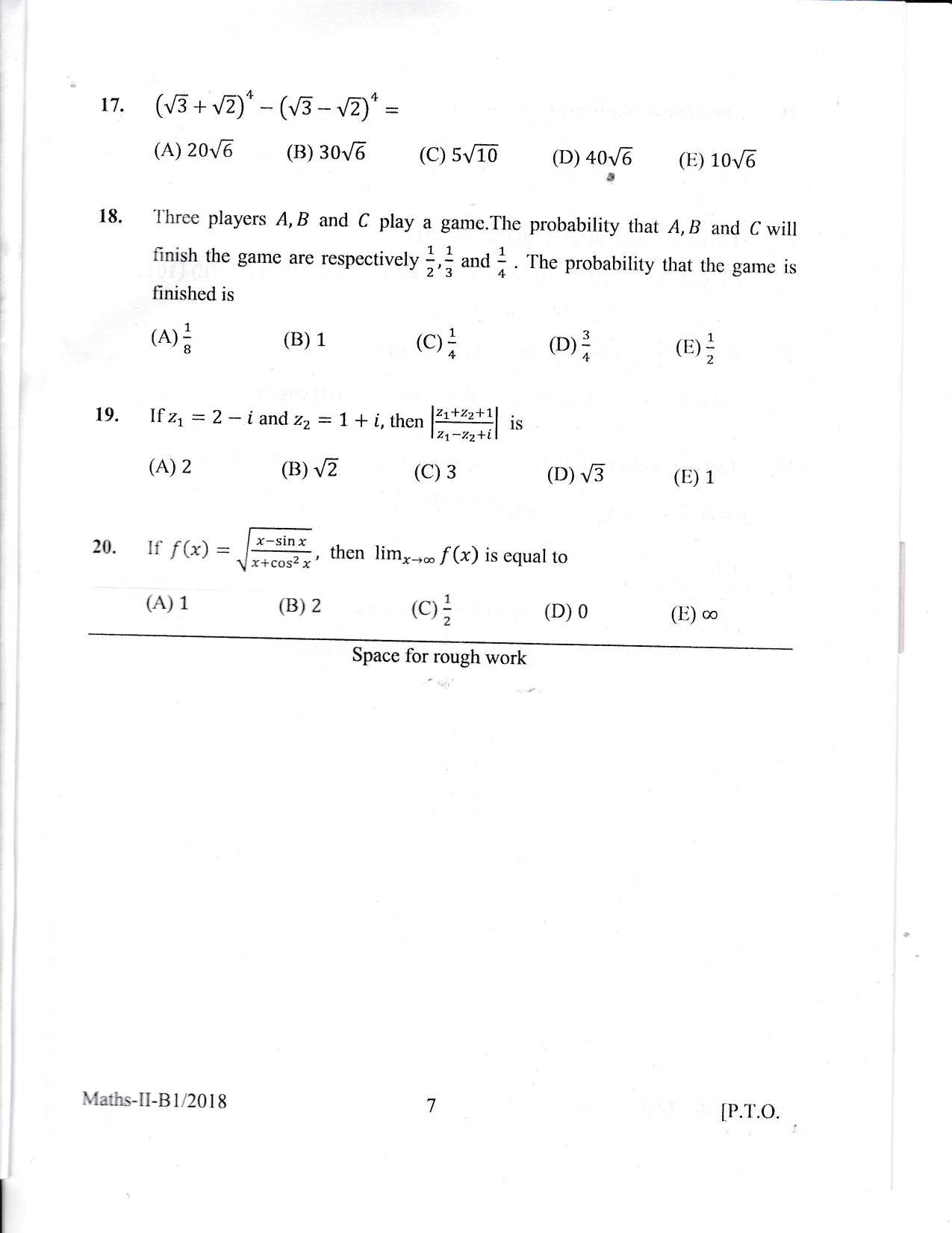 KEAM Paper II 2018 Question Paper - Page 7