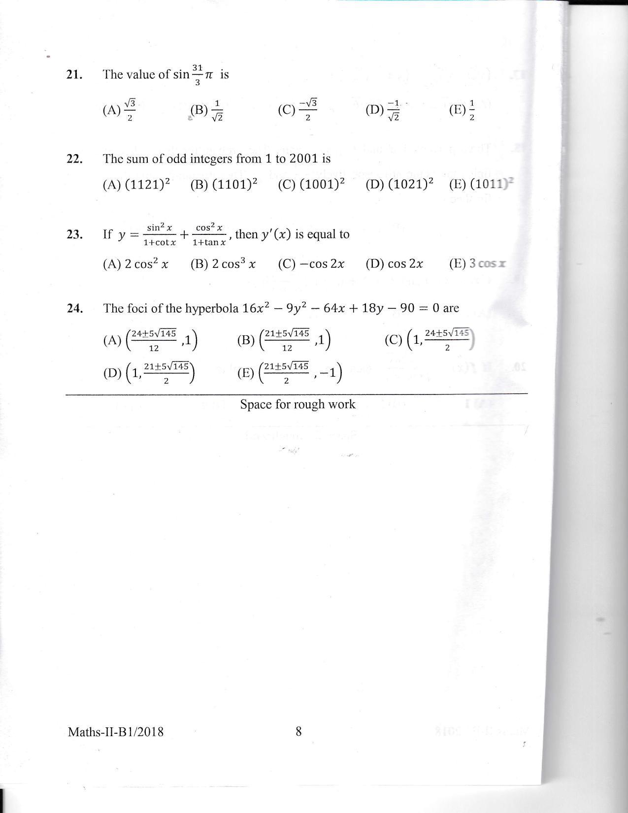 KEAM Paper II 2018 Question Paper - Page 8