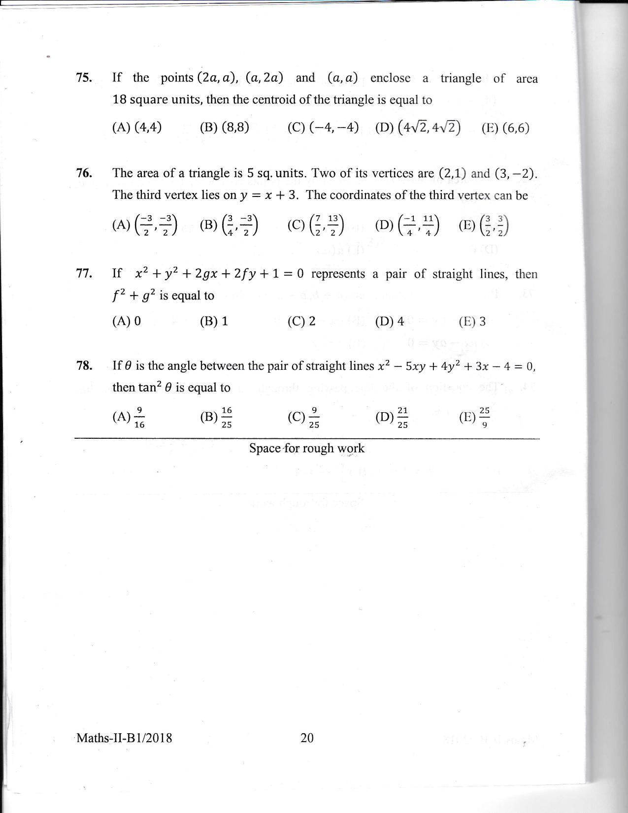 KEAM Paper II 2018 Question Paper - Page 20