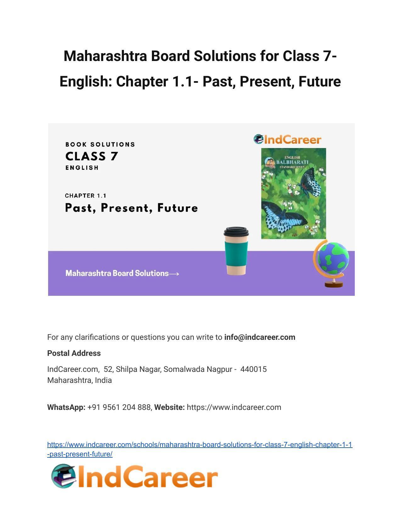 Maharashtra Board Solutions for Class 7- English: Chapter 1.1- Past, Present, Future - Page 1