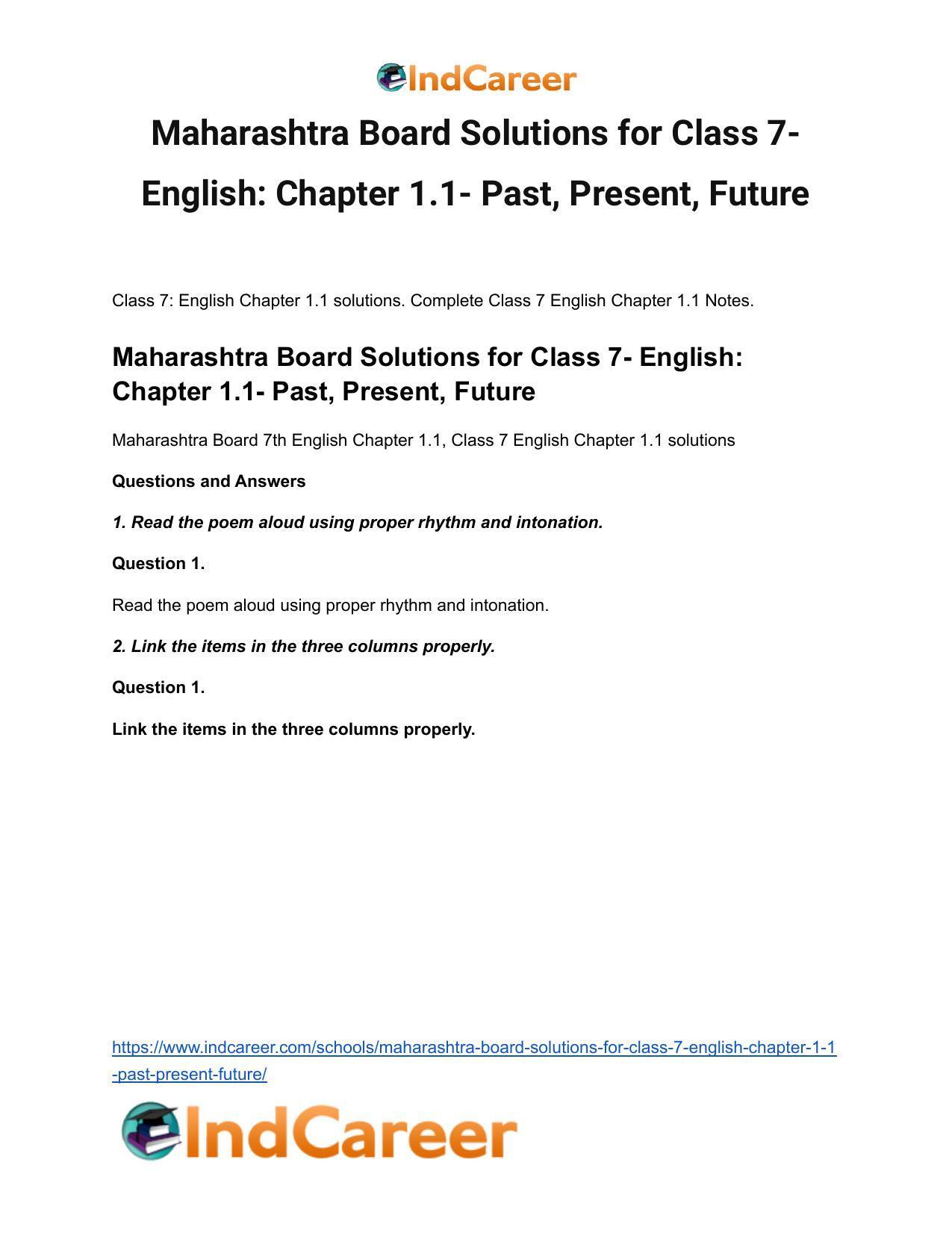 Maharashtra Board Solutions for Class 7- English: Chapter 1.1- Past, Present, Future - Page 2