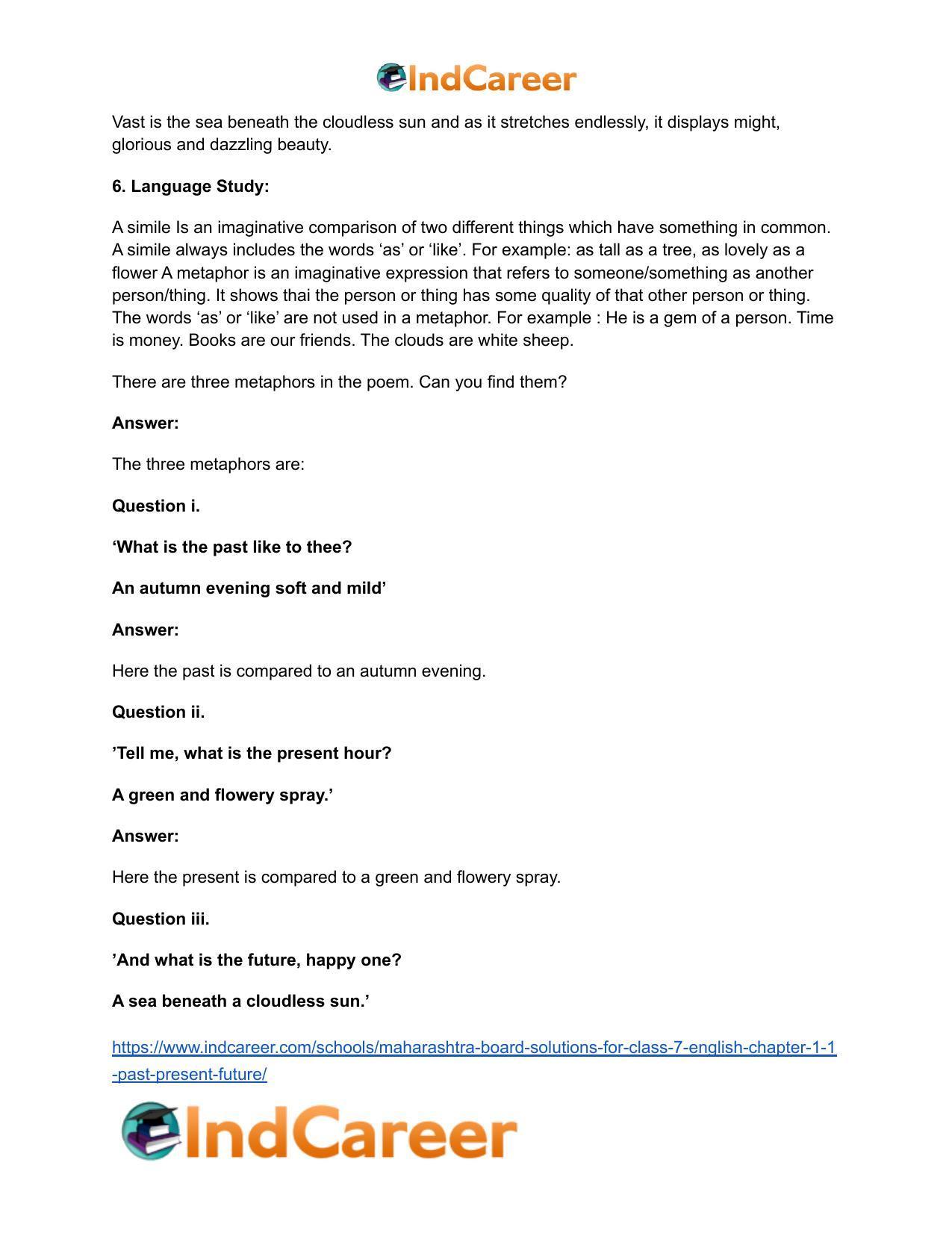 Maharashtra Board Solutions for Class 7- English: Chapter 1.1- Past, Present, Future - Page 5