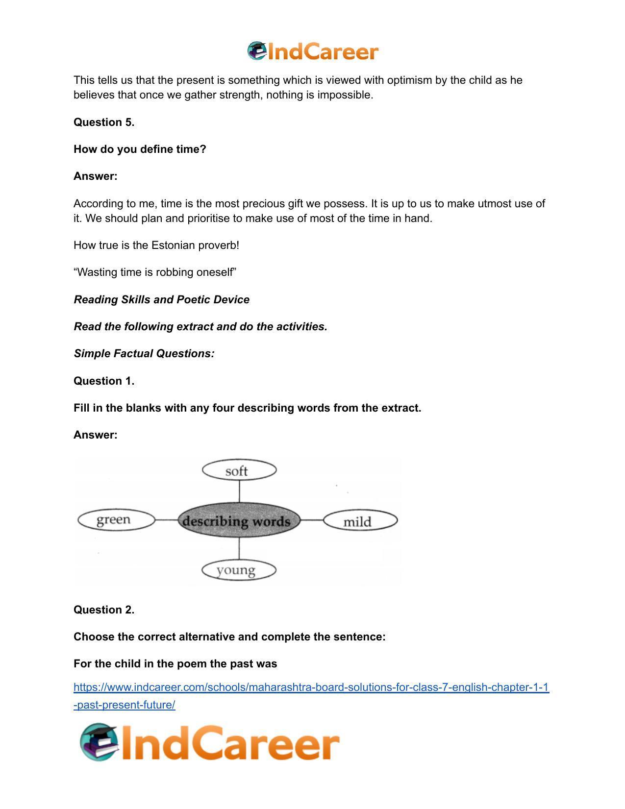 Maharashtra Board Solutions for Class 7- English: Chapter 1.1- Past, Present, Future - Page 7