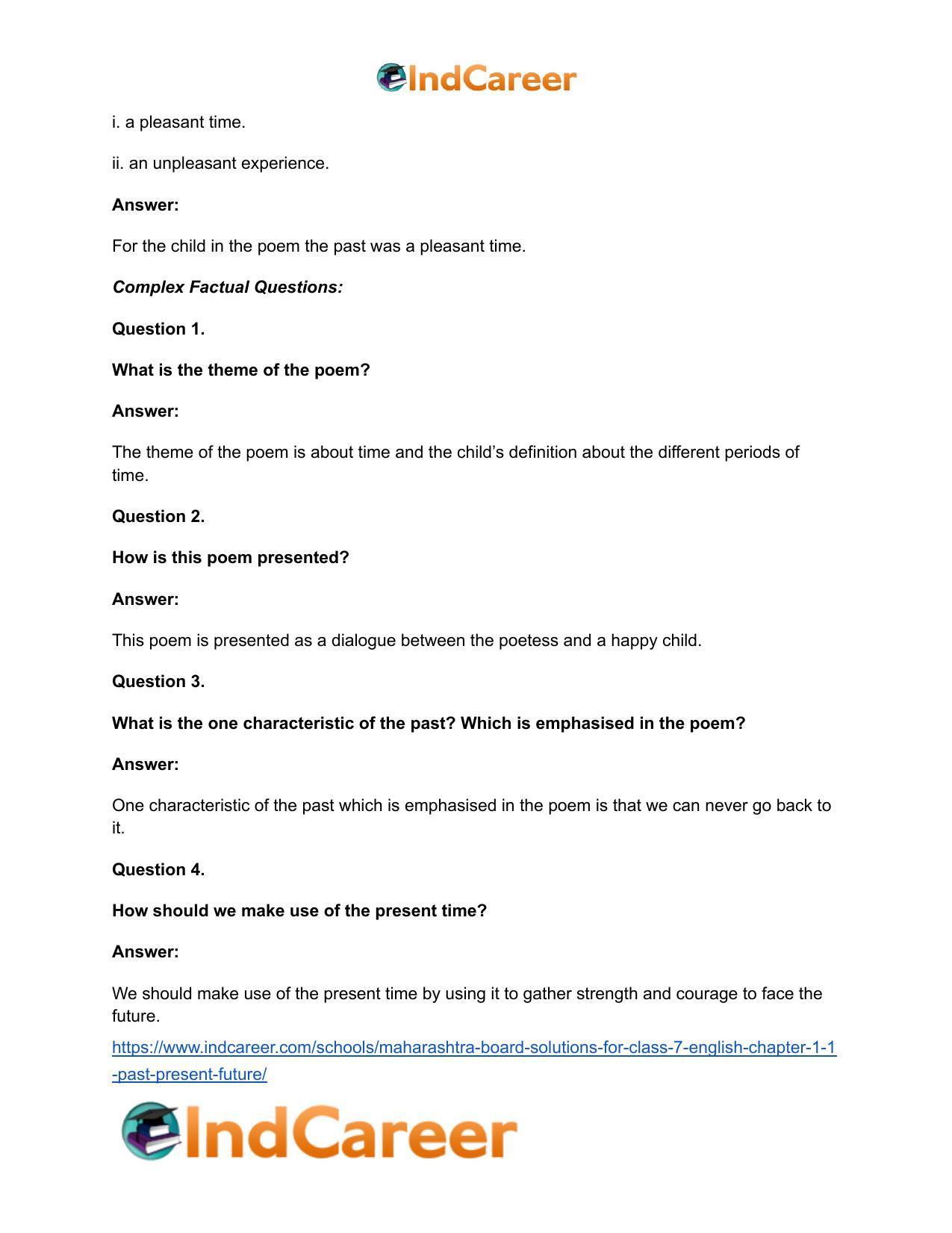 Maharashtra Board Solutions for Class 7- English: Chapter 1.1- Past, Present, Future - Page 8