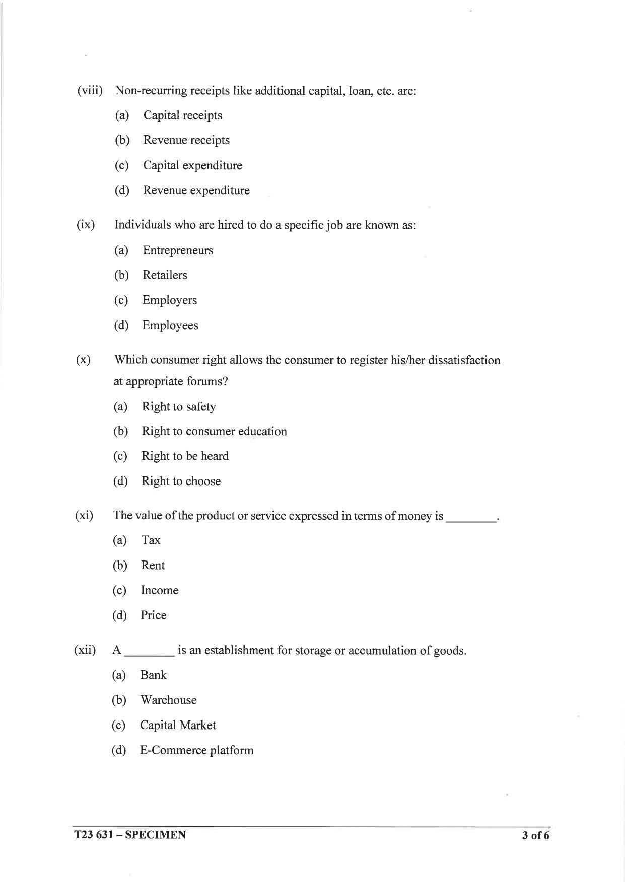 ICSE Class 10 Commercial Studies Sample Paper 2023 - Page 3