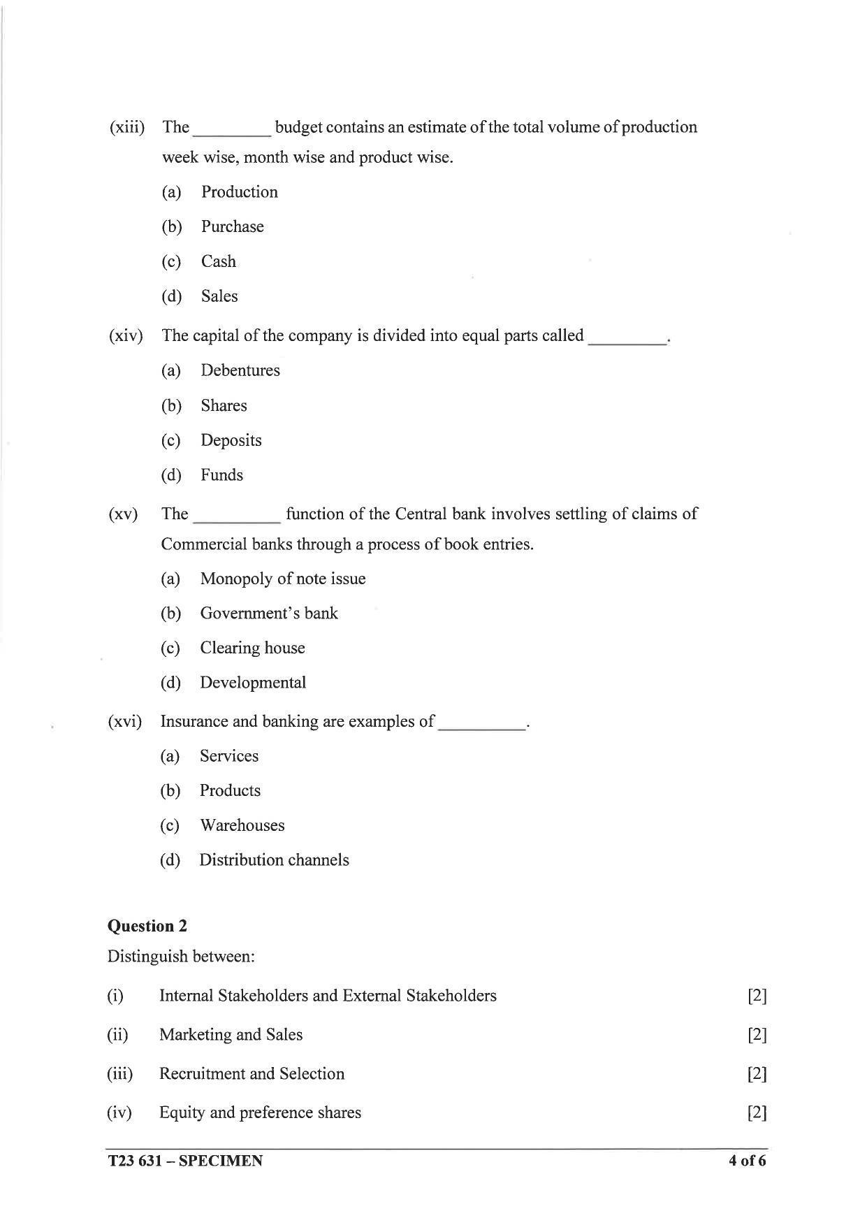 ICSE Class 10 Commercial Studies Sample Paper 2023 - Page 4