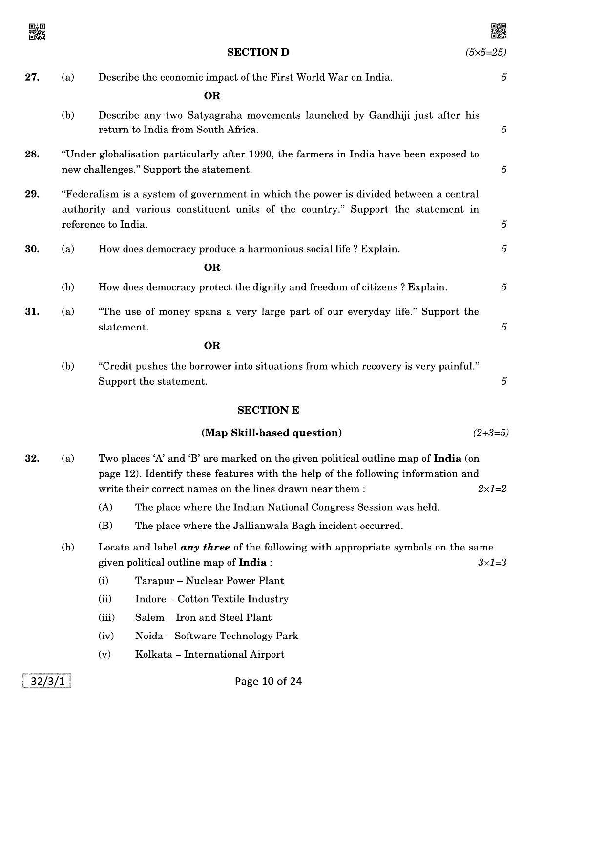 CBSE Class 10 087_Social_Science 2021 Compartment Question Paper - Page 10