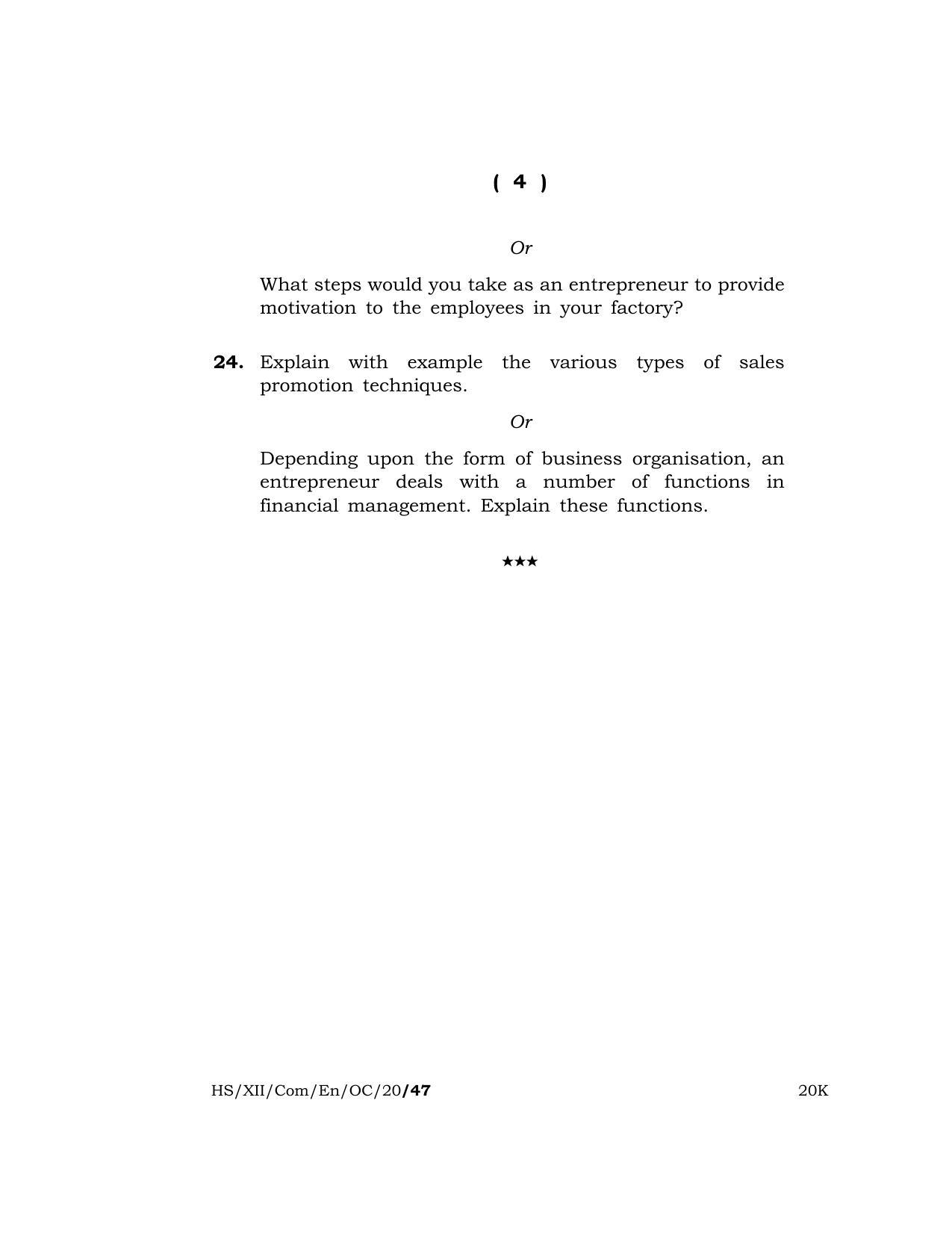 Meghalaya Board (MBOSE) Class 12 ENTREPRENEURSHIP ( Old Course ) 2020 Question Paper - Page 4