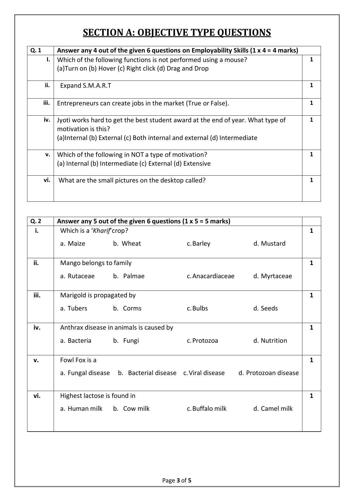 CBSE Class 10 (Skill Education) Agriculture Sample Papers 2023 - Page 3