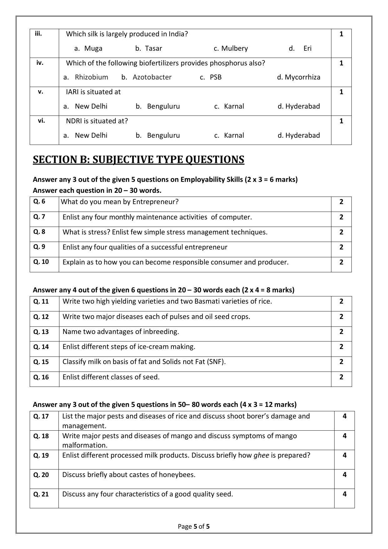 CBSE Class 10 (Skill Education) Agriculture Sample Papers 2023 - Page 5