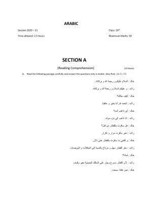 JKBOSE Class 10 Arabic (MP) Model Question Paper 2023