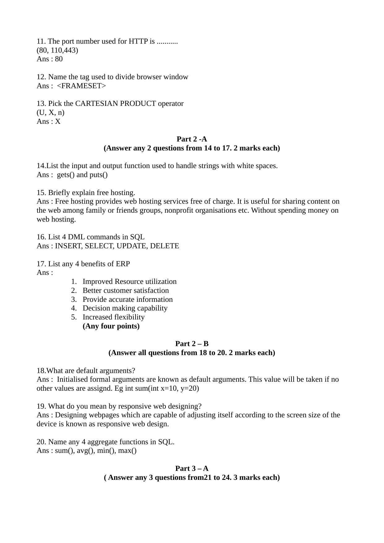 Kerala Plus Two 2022 Computer Application (Commerce) Answer Key - Page 2