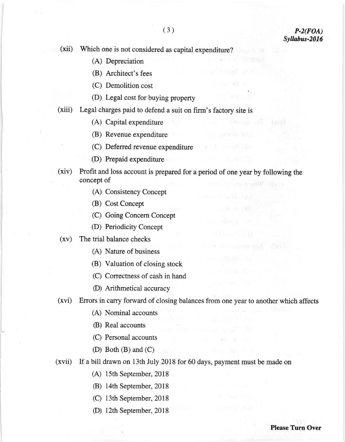 ICMAI Dec.2018 Fundamentals of Accounting Question Paper - Page 3