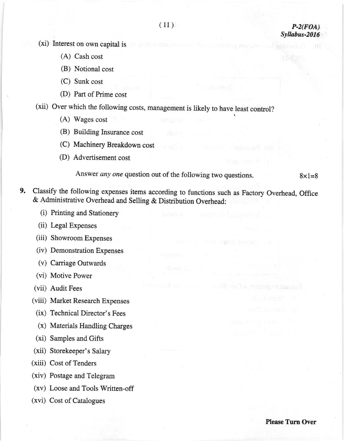 ICMAI Dec.2018 Fundamentals of Accounting Question Paper - Page 11