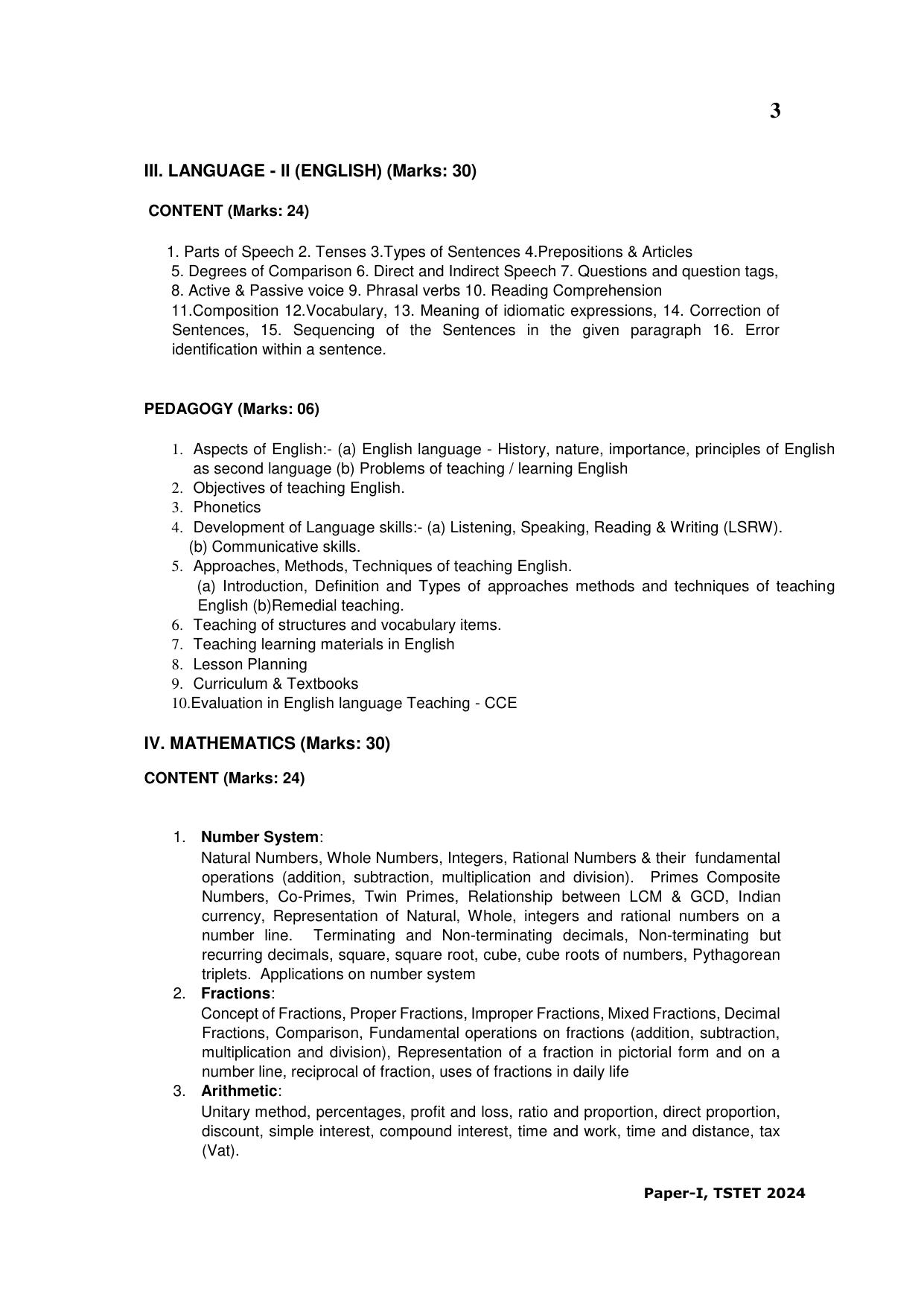 TS TET Syllabus - Paper-I (Marathi) - Page 3