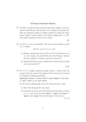 ISI Admission Test M.Tech (CS) PCB 2021 Sample Paper