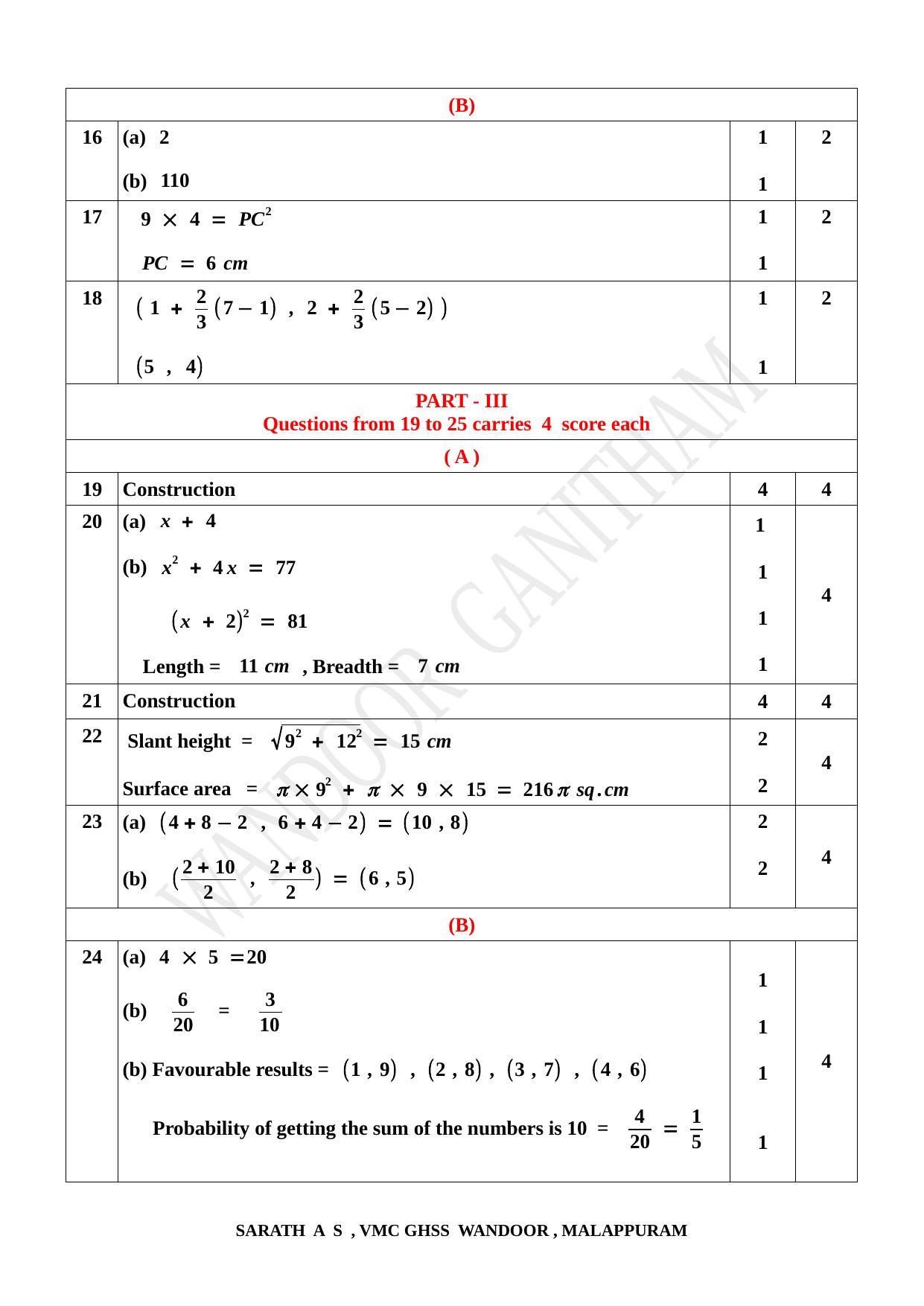 Kerala SSLC 2022 Maths Answer Key (EM) (Annual) - Page 2