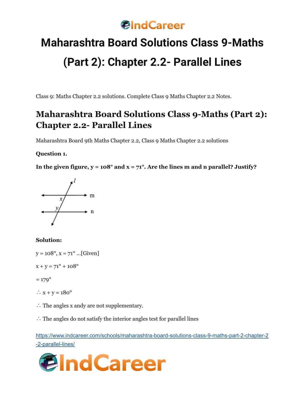 Maharashtra Board Solutions Class 9-Maths (Part 2): Chapter 2.2- Parallel Lines - Page 2