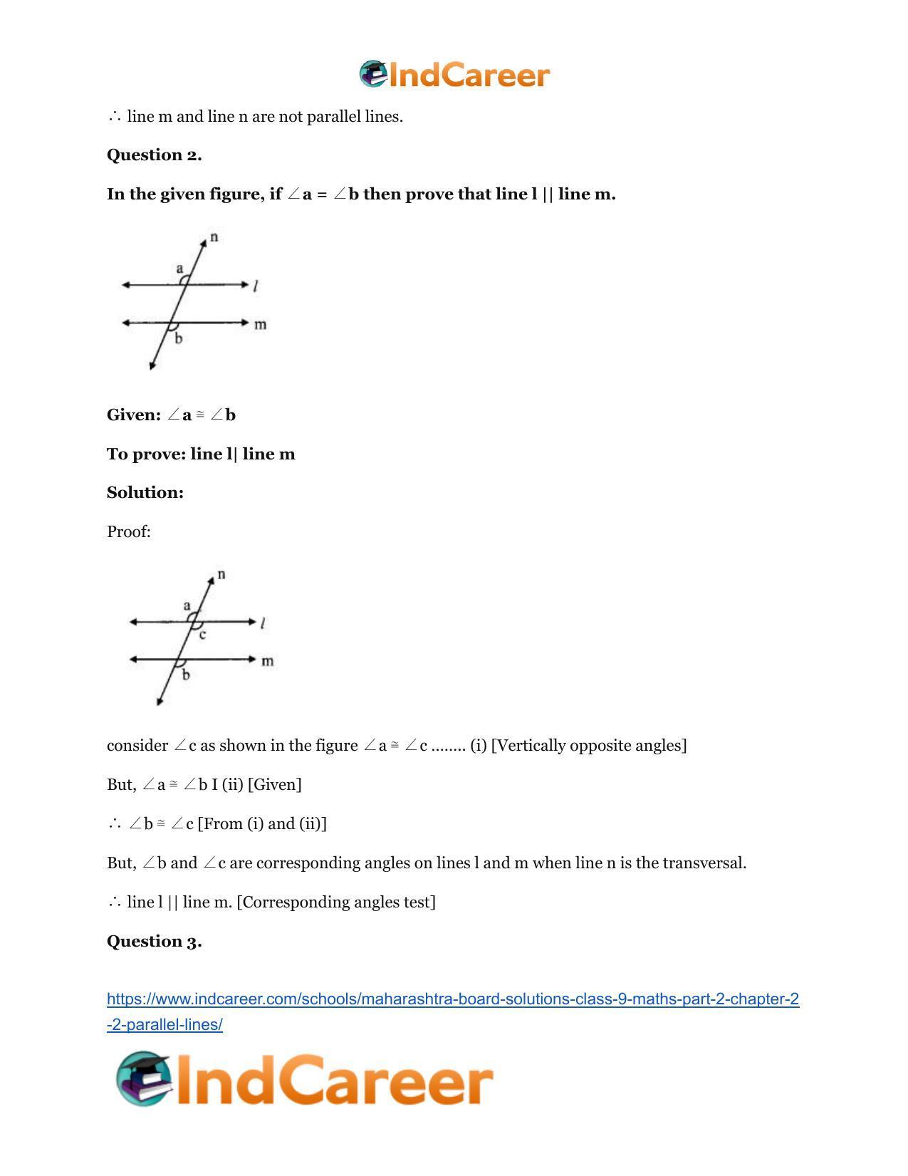 Maharashtra Board Solutions Class 9-Maths (Part 2): Chapter 2.2- Parallel Lines - Page 3