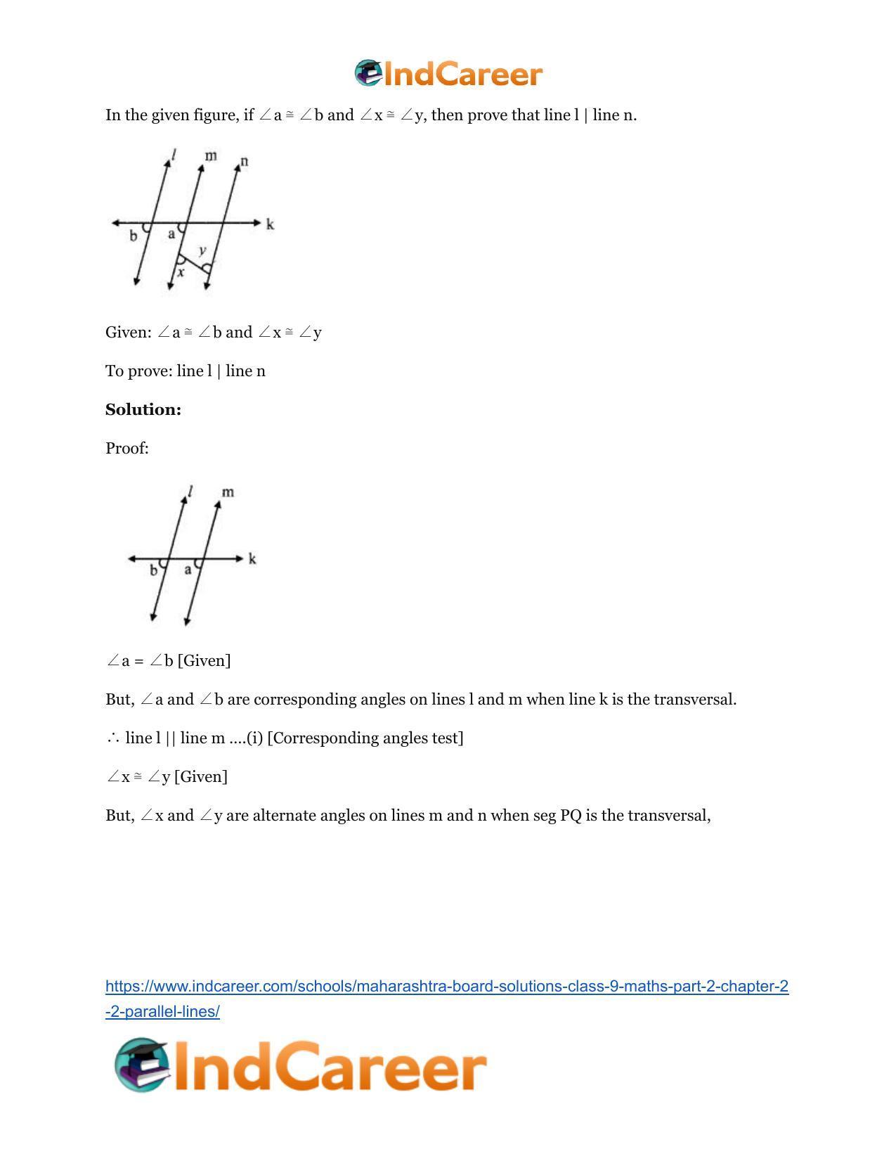 Maharashtra Board Solutions Class 9-Maths (Part 2): Chapter 2.2- Parallel Lines - Page 4