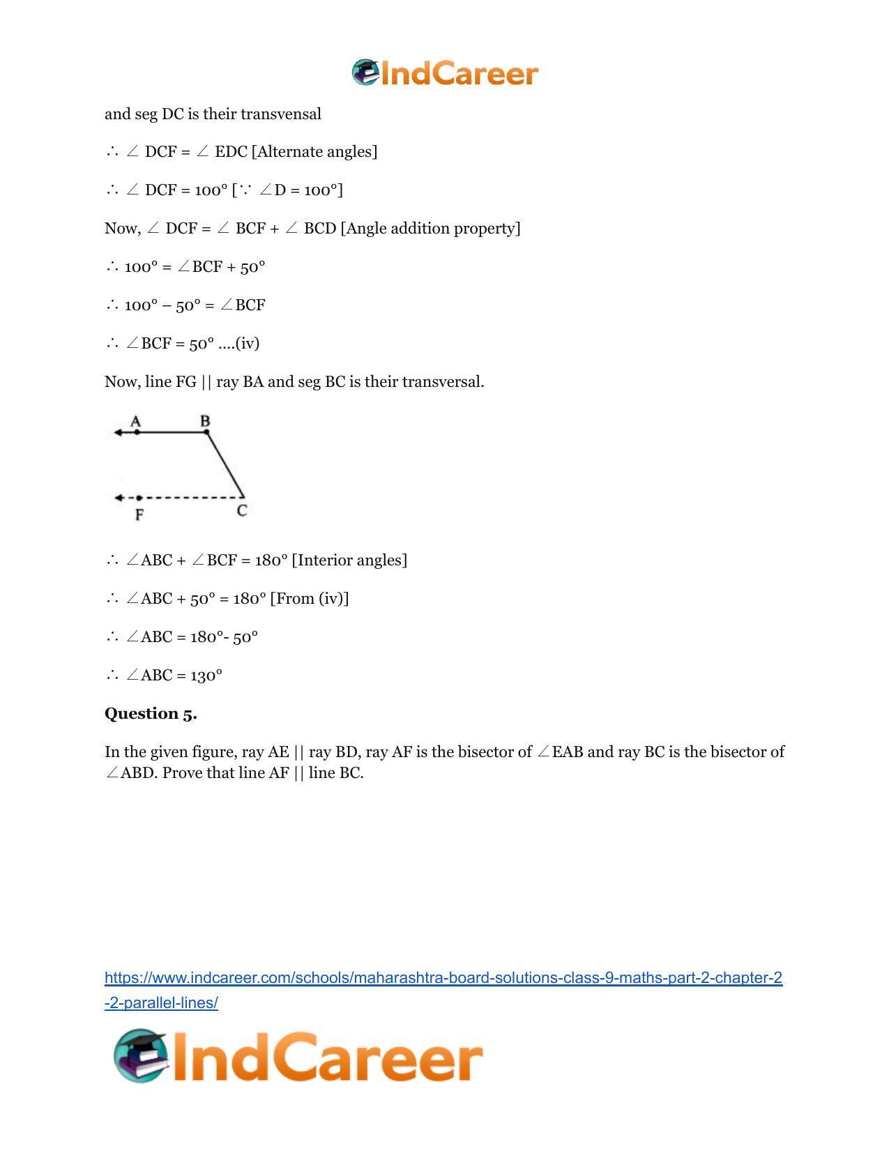 Maharashtra Board Solutions Class 9-Maths (Part 2): Chapter 2.2- Parallel Lines - Page 6
